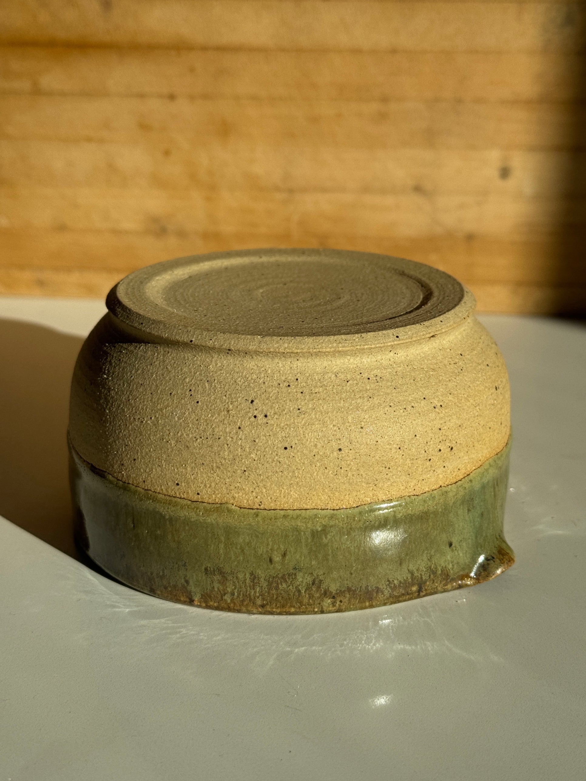 Matcha Bowl, Light Clay with Olive Glaze
