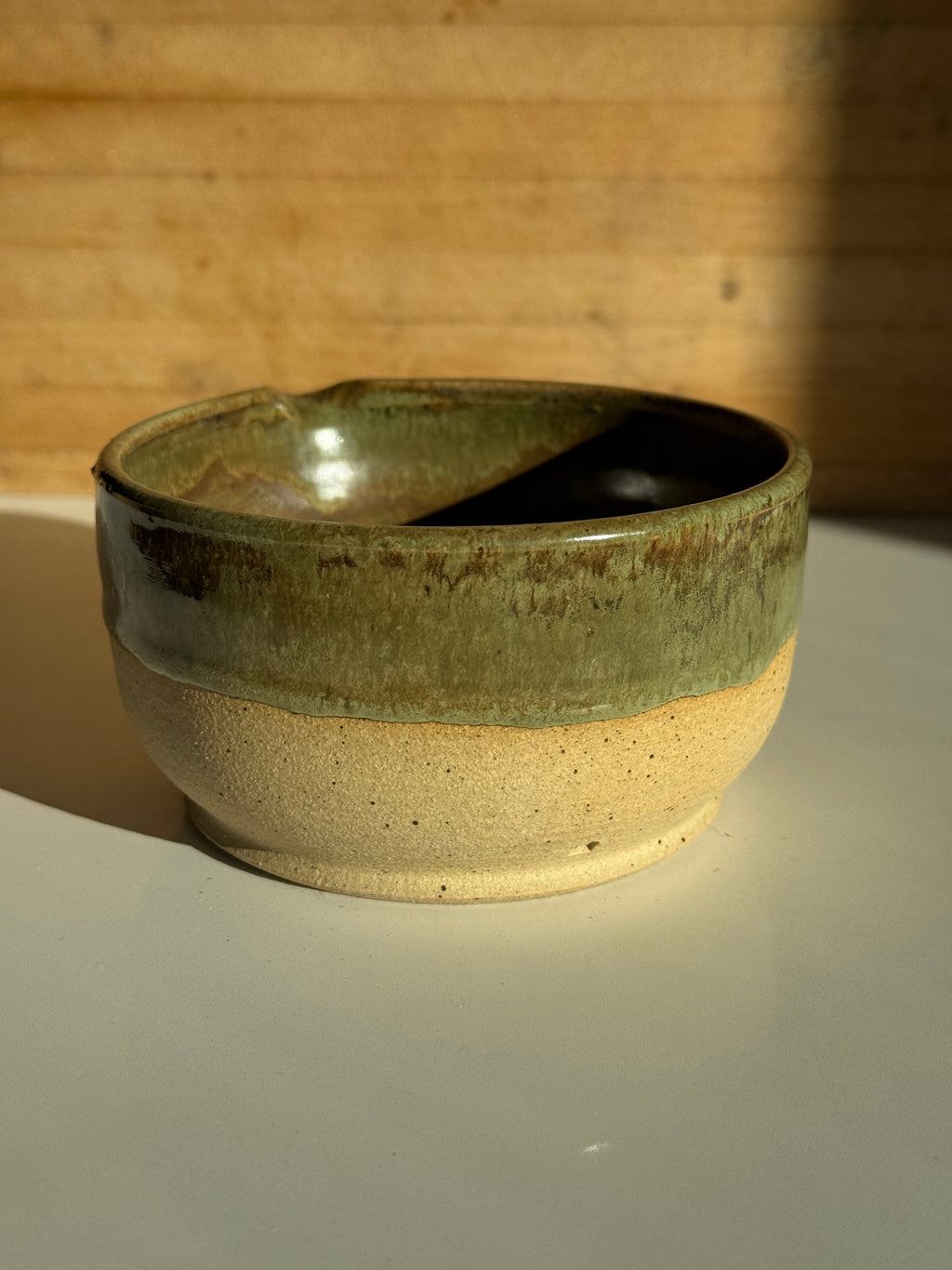 Matcha Bowl, Light Clay with Olive Glaze