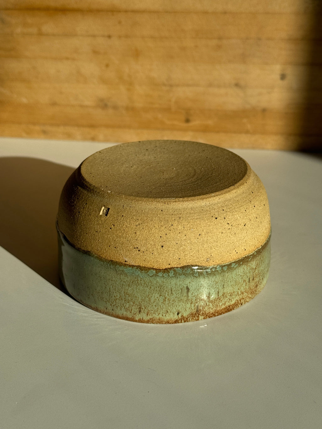Matcha Bowl, Light Clay with Olive Shino Glaze