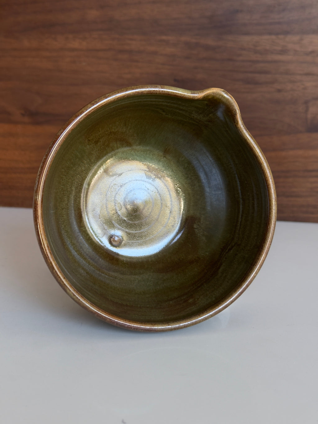 Matcha Bowl, Light Clay with Olive Glaze 02