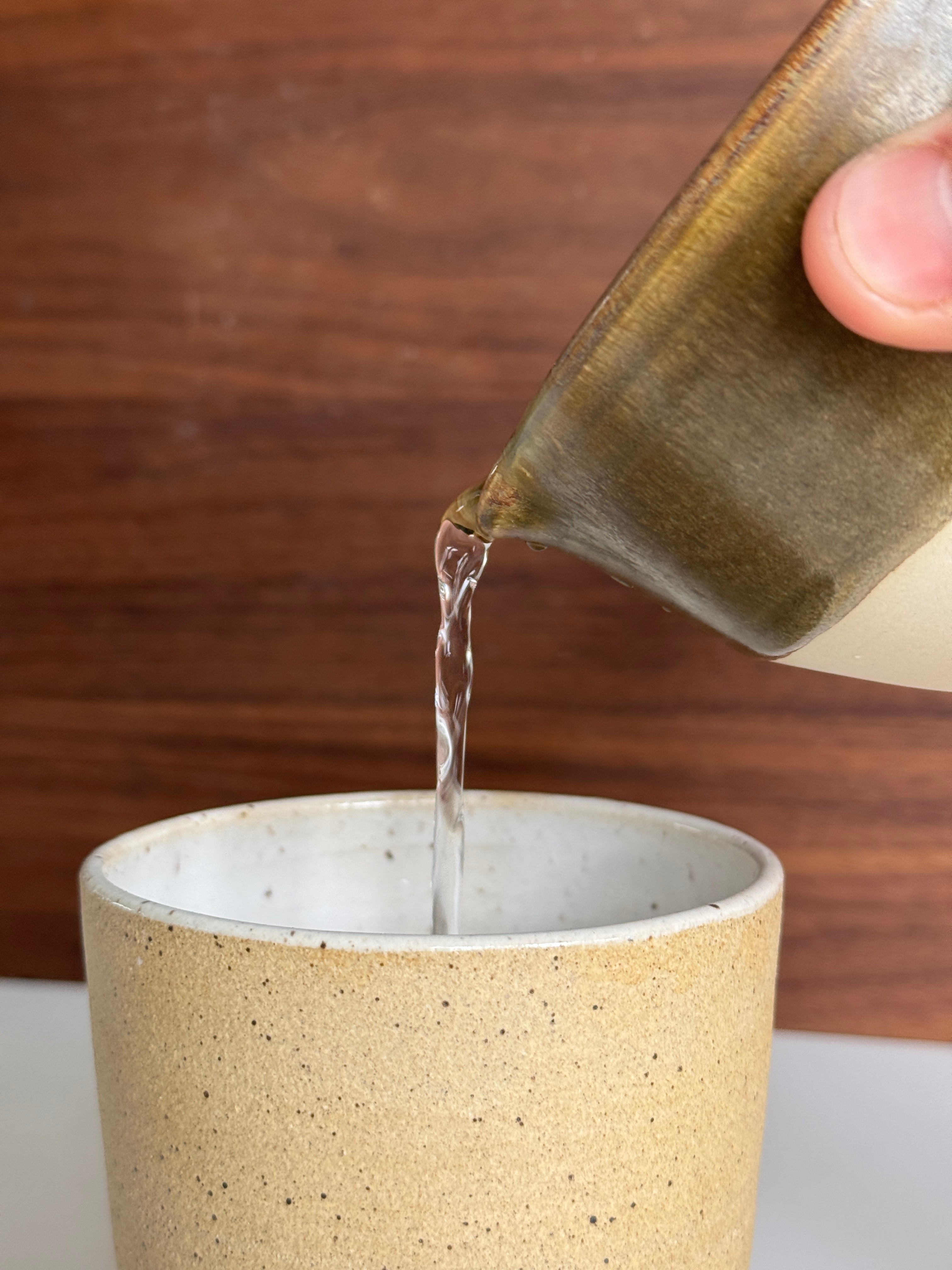 Matcha Bowl, Light Clay with Olive Glaze 02