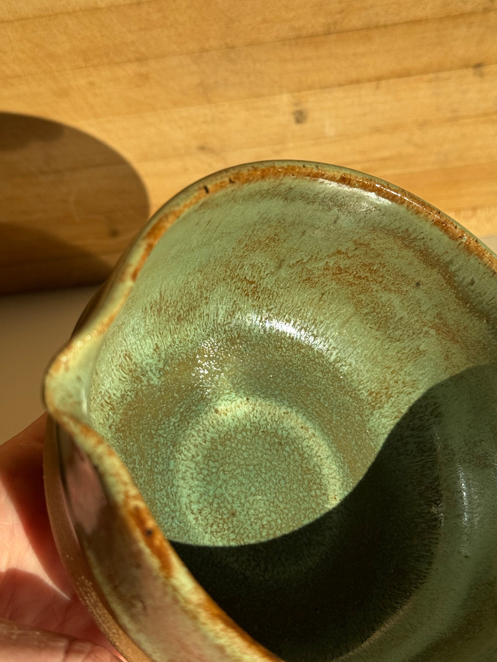 Ceramic Matcha Bowl made from a Laguna Clay claybody, glazed with Mayco Shino.